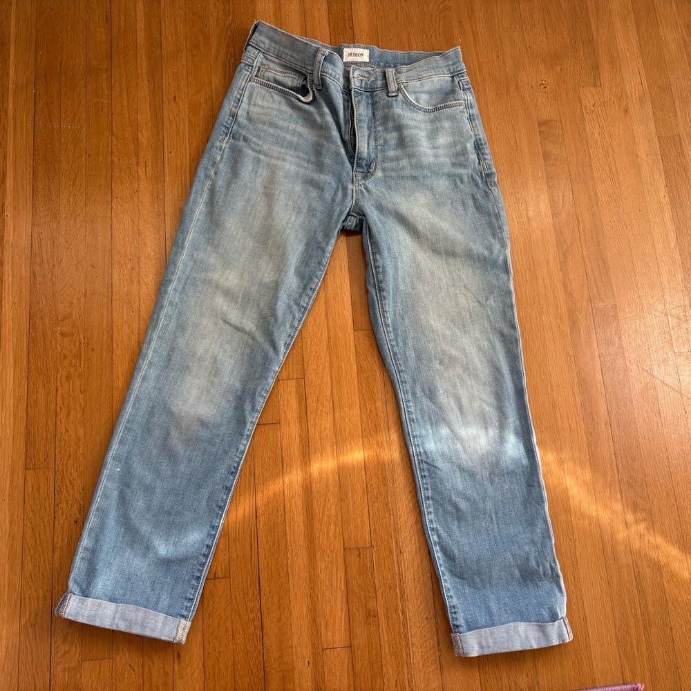 HUDSON High Rise Straight Crop Jeans in Blue